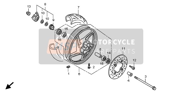 Honda SH125 2006 FRONT WHEEL for a 2006 Honda SH125